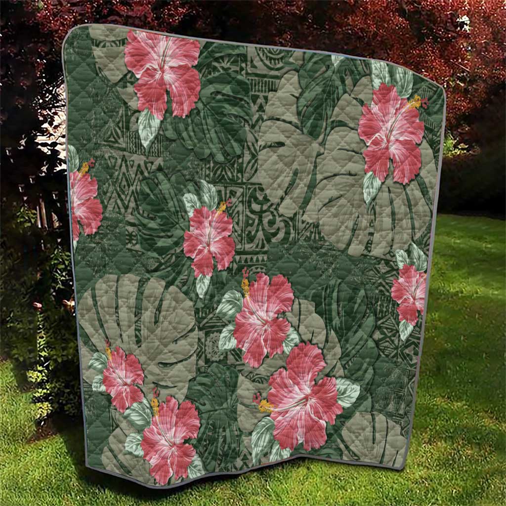 Hawaii Quilt Green Polynesian Monstera Patterns - Polynesian Pride