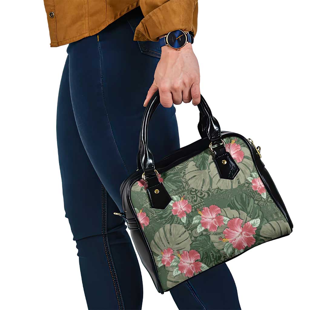 Hawaii Shoulder Handbag Green Polynesian Monstera Patterns - Polynesian Pride