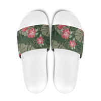 Hawaii Slide Sandals Green Polynesian Monstera Patterns - Polynesian Pride