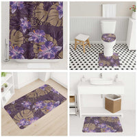 Hawaii Bathroom Set Purple Polynesian Monstera Patterns - Polynesian Pride