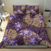 Hawaii Bedding Set Purple Polynesian Monstera Patterns - Polynesian Pride