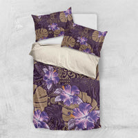 Hawaii Bedding Set Purple Polynesian Monstera Patterns - Polynesian Pride