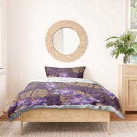 Hawaii Bedding Set Purple Polynesian Monstera Patterns - Polynesian Pride