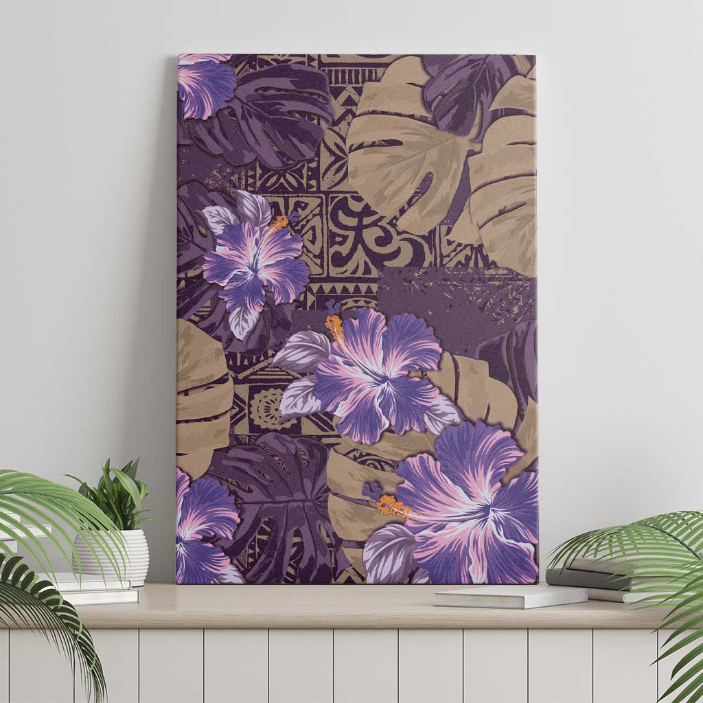 Hawaii Canvas Wall Art Purple Polynesian Monstera Patterns - Polynesian Pride