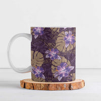 Hawaii Ceramic Mug Purple Polynesian Monstera Patterns - Polynesian Pride