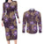 Hawaii Couples Matching Long Sleeve Bodycon Dress and Long Sleeve Button Shirt Purple Polynesian Monstera Patterns - Polynesian Pride