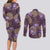 Hawaii Couples Matching Long Sleeve Bodycon Dress and Long Sleeve Button Shirt Purple Polynesian Monstera Patterns - Polynesian Pride
