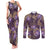 Hawaii Couples Matching Tank Maxi Dress and Long Sleeve Button Shirt Purple Polynesian Monstera Patterns - Polynesian Pride