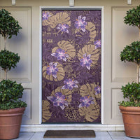 Hawaii Door Cover Purple Polynesian Monstera Patterns - Polynesian Pride