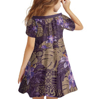 Hawaii Family Matching Mermaid Dress and Hawaiian Shirt Purple Polynesian Monstera Patterns - Polynesian Pride