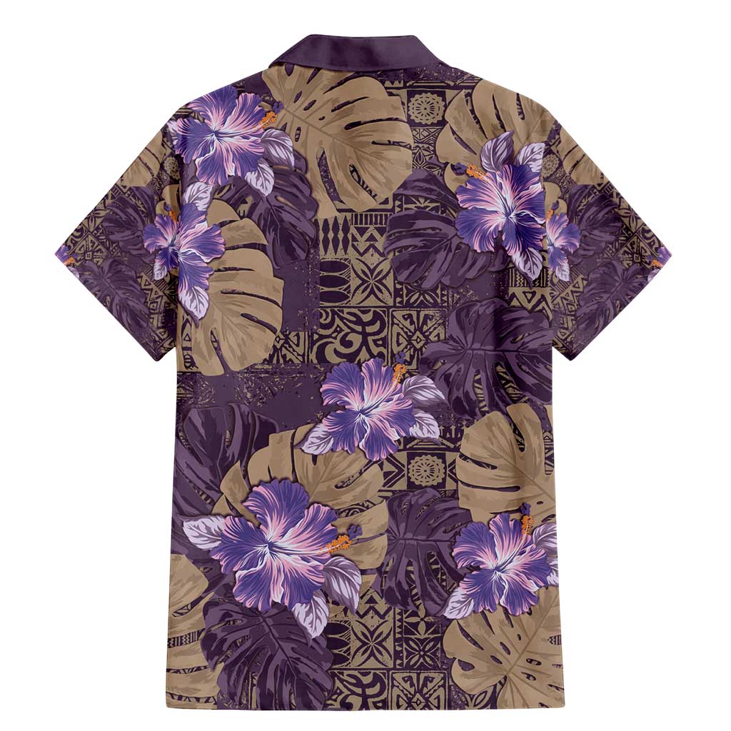 Hawaii Family Matching Mermaid Dress and Hawaiian Shirt Purple Polynesian Monstera Patterns - Polynesian Pride