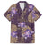 Hawaii Family Matching Off The Shoulder Long Sleeve Dress and Hawaiian Shirt Purple Polynesian Monstera Patterns - Polynesian Pride