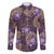 Hawaii Family Matching Off The Shoulder Long Sleeve Dress and Hawaiian Shirt Purple Polynesian Monstera Patterns - Polynesian Pride