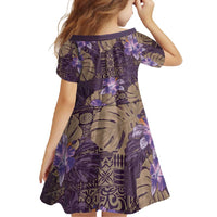 Hawaii Family Matching Off Shoulder Maxi Dress and Hawaiian Shirt Purple Polynesian Monstera Patterns - Polynesian Pride