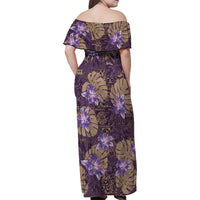 Hawaii Family Matching Off Shoulder Maxi Dress and Hawaiian Shirt Purple Polynesian Monstera Patterns - Polynesian Pride