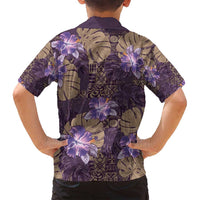 Hawaii Family Matching Puletasi and Hawaiian Shirt Purple Polynesian Monstera Patterns DT05 - Polynesian Pride
