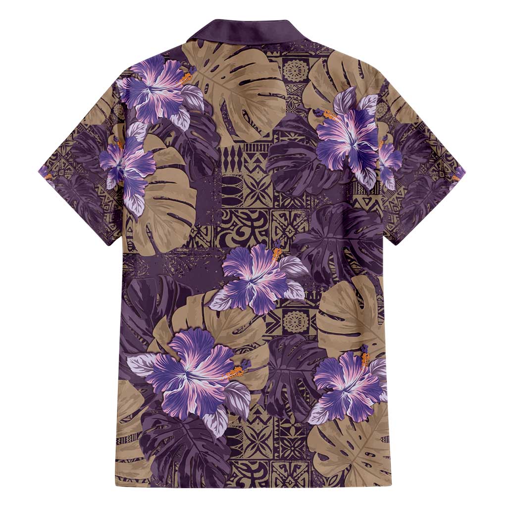 Hawaii Family Matching Puletasi and Hawaiian Shirt Purple Polynesian Monstera Patterns DT05 - Polynesian Pride