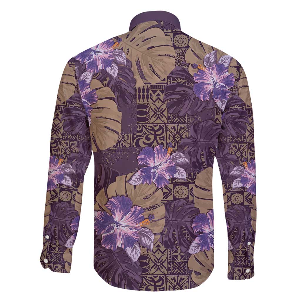 Hawaii Family Matching Puletasi and Hawaiian Shirt Purple Polynesian Monstera Patterns DT05 - Polynesian Pride