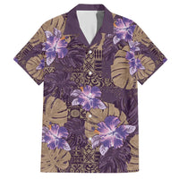 Hawaii Hawaiian Shirt Purple Polynesian Monstera Patterns - Polynesian Pride
