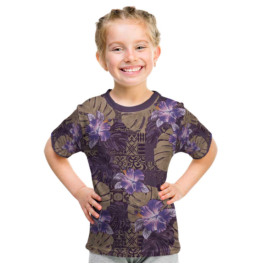 Hawaii Kid T Shirt Purple Polynesian Monstera Patterns DT05 Purple - Polynesian Pride