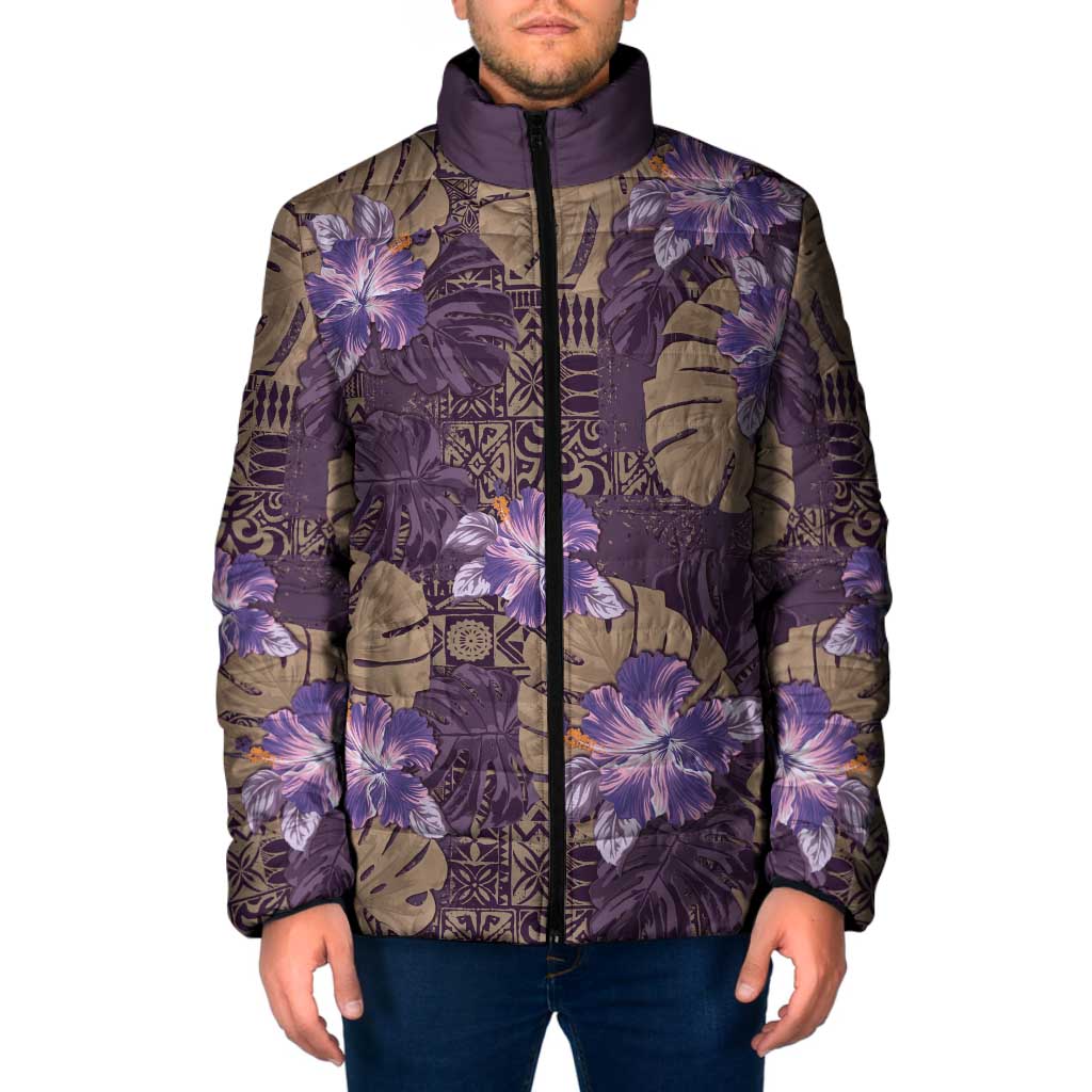 Hawaii Padded Jacket Purple Polynesian Monstera Patterns DT05 Men Purple - Polynesian Pride