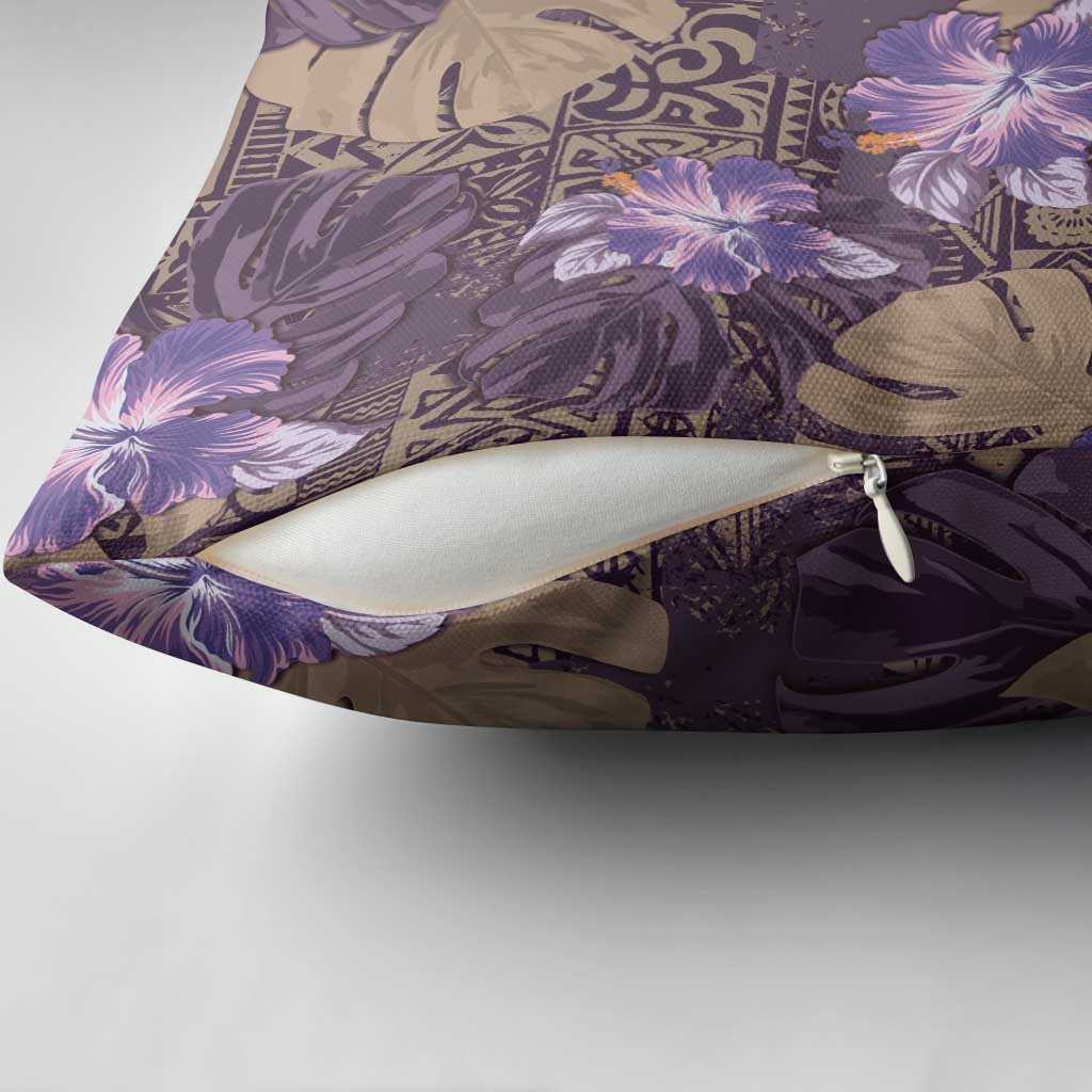 Hawaii Pillow Cover Purple Polynesian Monstera Patterns DT05 - Polynesian Pride
