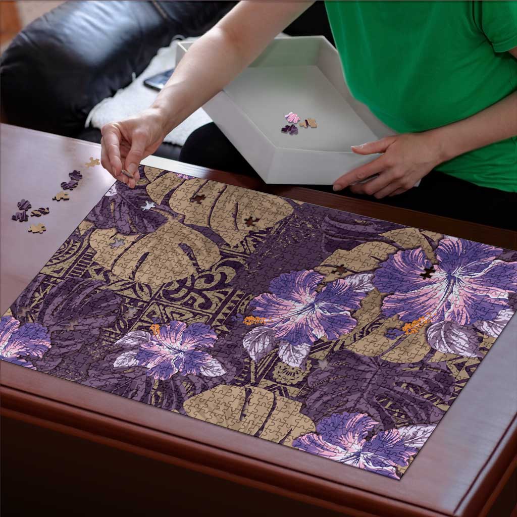 Hawaii Puzzle Purple Polynesian Monstera Patterns - Polynesian Pride