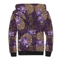Hawaii Sherpa Hoodie Purple Polynesian Monstera Patterns DT05 - Polynesian Pride