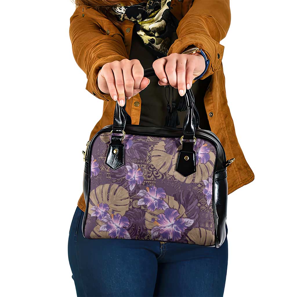 Hawaii Shoulder Handbag Purple Polynesian Monstera Patterns DT05 One Size Purple - Polynesian Pride