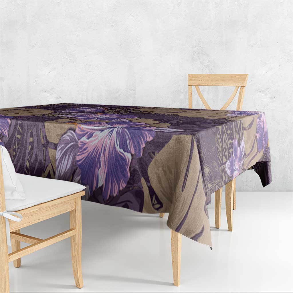 Hawaii Tablecloth Purple Polynesian Monstera Patterns - Polynesian Pride