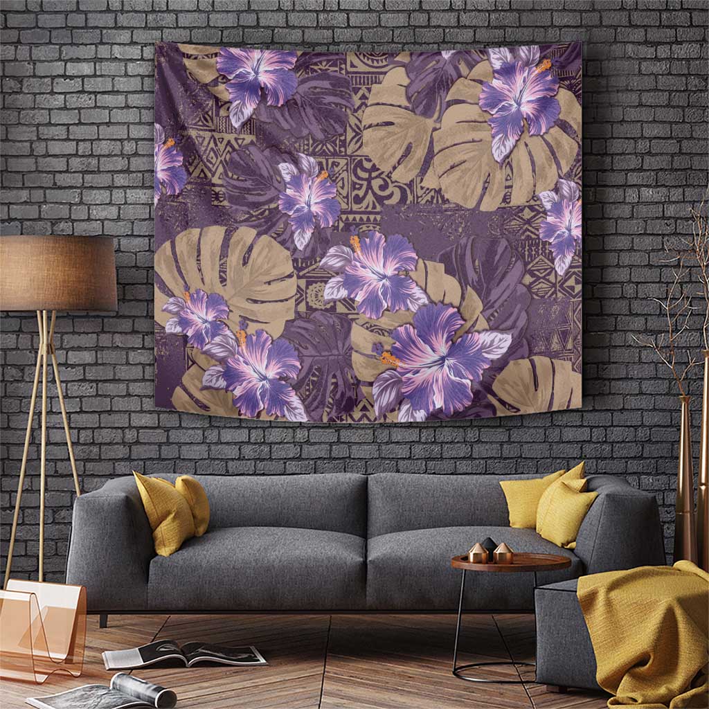 Hawaii Tapestry Purple Polynesian Monstera Patterns - Polynesian Pride