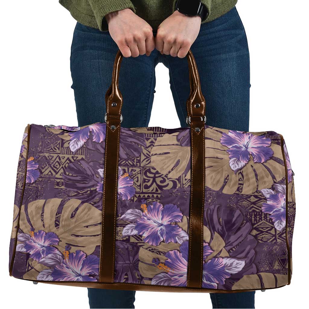 Hawaii Travel Bag Purple Polynesian Monstera Patterns - Polynesian Pride