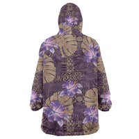 Hawaii Wearable Blanket Hoodie Purple Polynesian Monstera Patterns DT05 - Polynesian Pride
