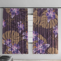 Hawaii Window Curtain Purple Polynesian Monstera Patterns - Polynesian Pride