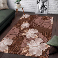 Hawaii Area Rug Brown Polynesian Monstera Patterns - Polynesian Pride