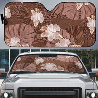 Hawaii Auto Sun Shade Brown Polynesian Monstera Patterns - Polynesian Pride