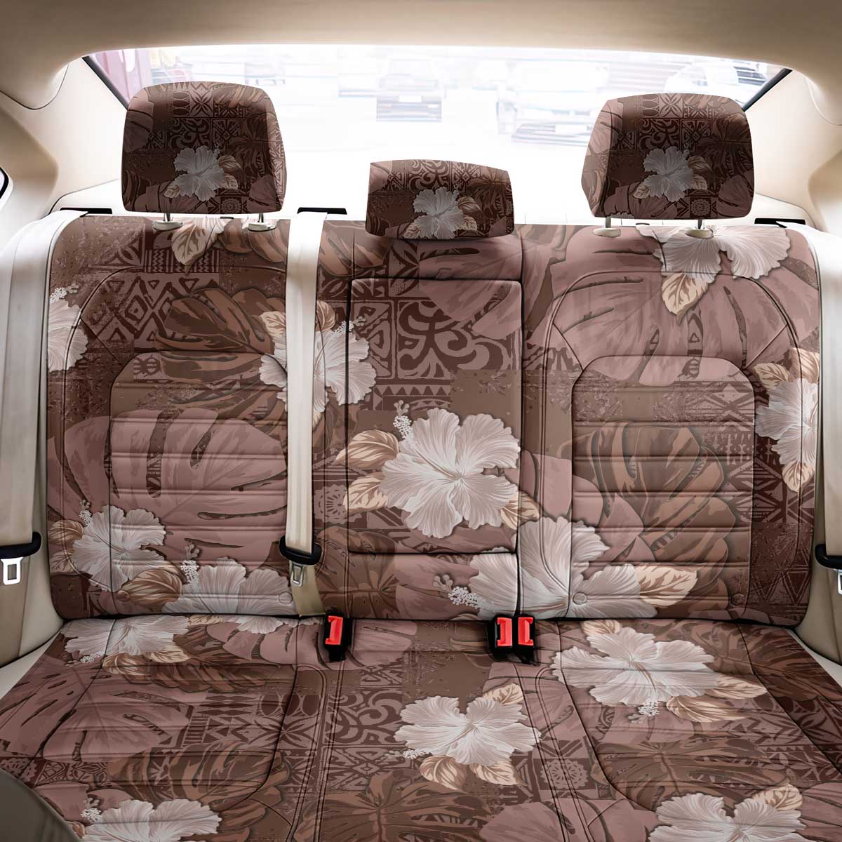 Hawaii Back Car Seat Cover Brown Polynesian Monstera Patterns DT05 - Polynesian Pride