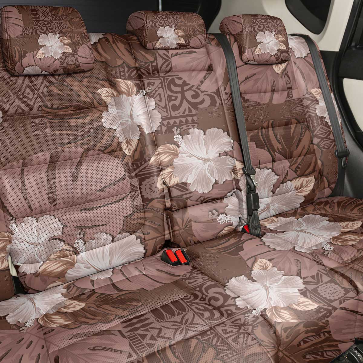 Hawaii Back Car Seat Cover Brown Polynesian Monstera Patterns DT05 - Polynesian Pride
