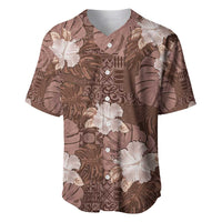 Hawaii Baseball Jersey Brown Polynesian Monstera Patterns - Polynesian Pride