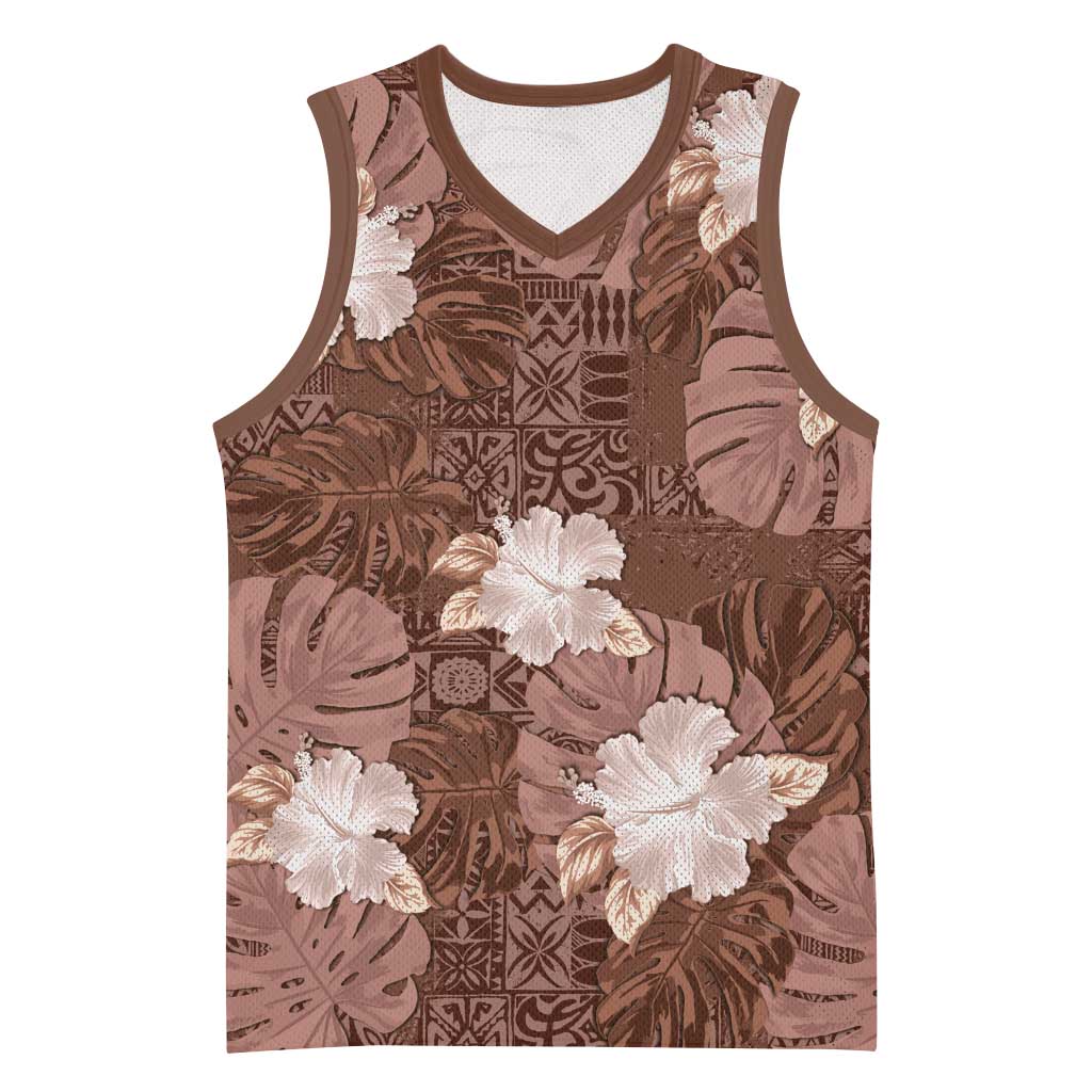 Hawaii Basketball Jersey Brown Polynesian Monstera Patterns DT05 Unisex Brown - Polynesian Pride