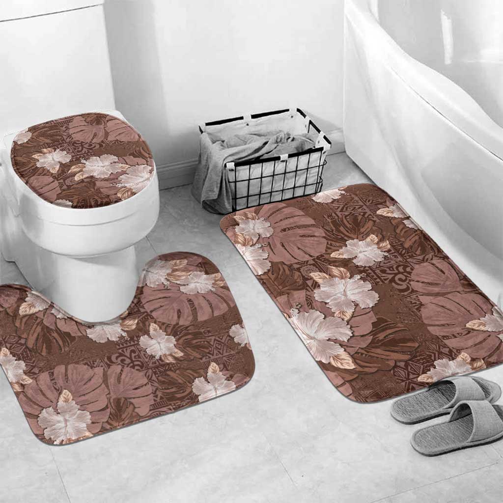 Hawaii Bathroom Set Brown Polynesian Monstera Patterns - Polynesian Pride