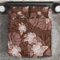 Hawaii Bedding Set Brown Polynesian Monstera Patterns - Polynesian Pride