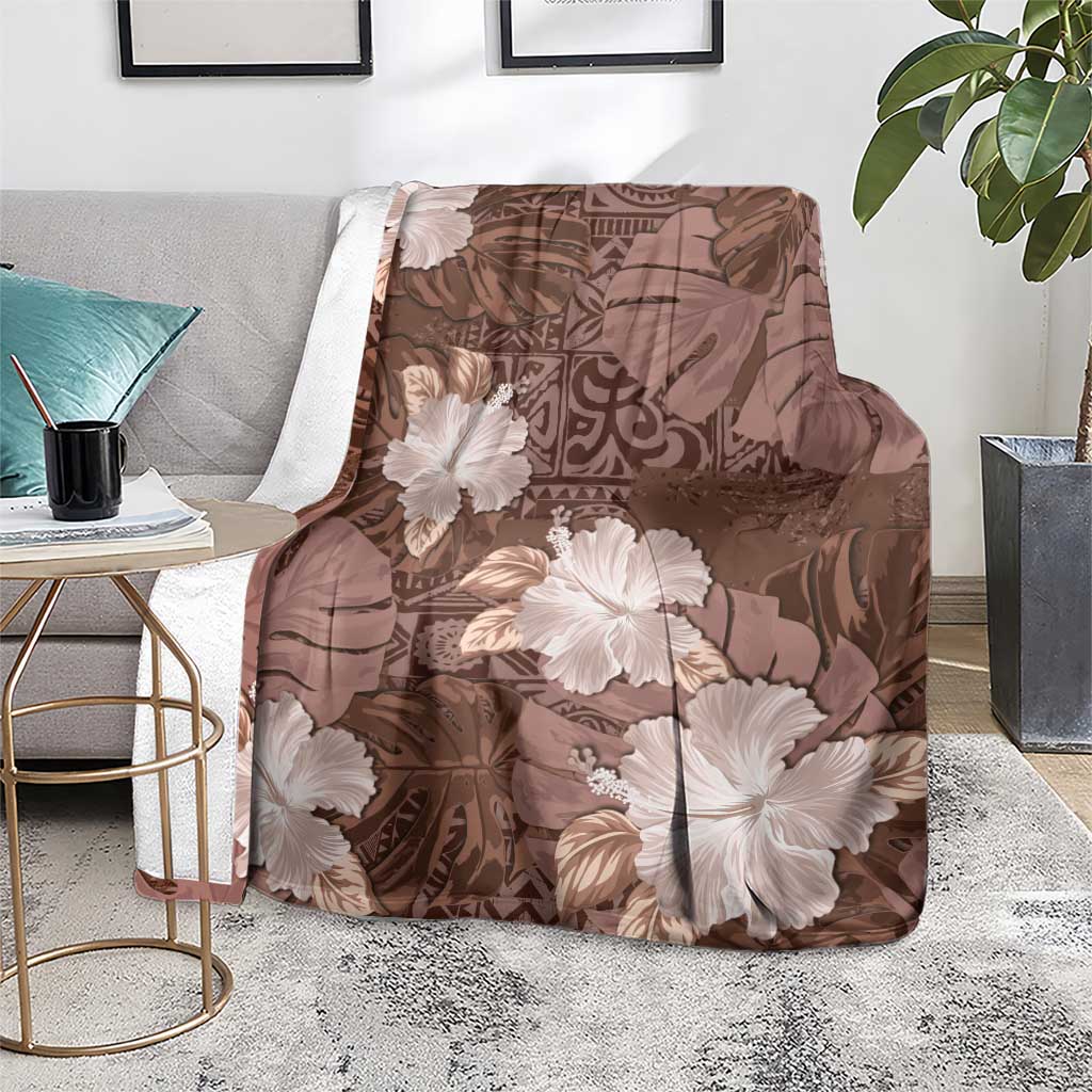 Hawaii Blanket Brown Polynesian Monstera Patterns - Polynesian Pride