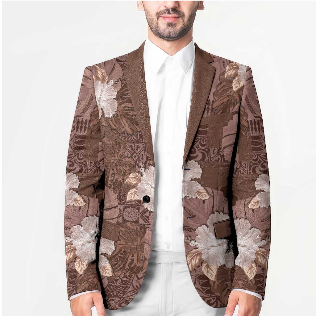 Hawaii Blazer Brown Polynesian Monstera Patterns DT05 - Polynesian Pride