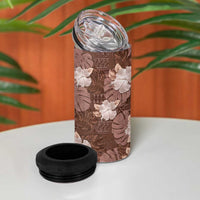 Hawaii 4 in 1 Can Cooler Tumbler Brown Polynesian Monstera Patterns - Polynesian Pride