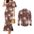 Hawaii Couples Matching Mermaid Dress and Long Sleeve Button Shirt Brown Polynesian Monstera Patterns - Polynesian Pride