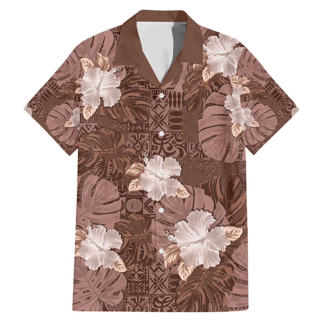 Hawaii Family Matching Mermaid Dress and Hawaiian Shirt Brown Polynesian Monstera Patterns - Polynesian Pride