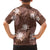 Hawaii Family Matching Off The Shoulder Long Sleeve Dress and Hawaiian Shirt Brown Polynesian Monstera Patterns - Polynesian Pride