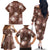 Hawaii Family Matching Off The Shoulder Long Sleeve Dress and Hawaiian Shirt Brown Polynesian Monstera Patterns - Polynesian Pride