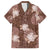 Hawaii Family Matching Off The Shoulder Long Sleeve Dress and Hawaiian Shirt Brown Polynesian Monstera Patterns - Polynesian Pride